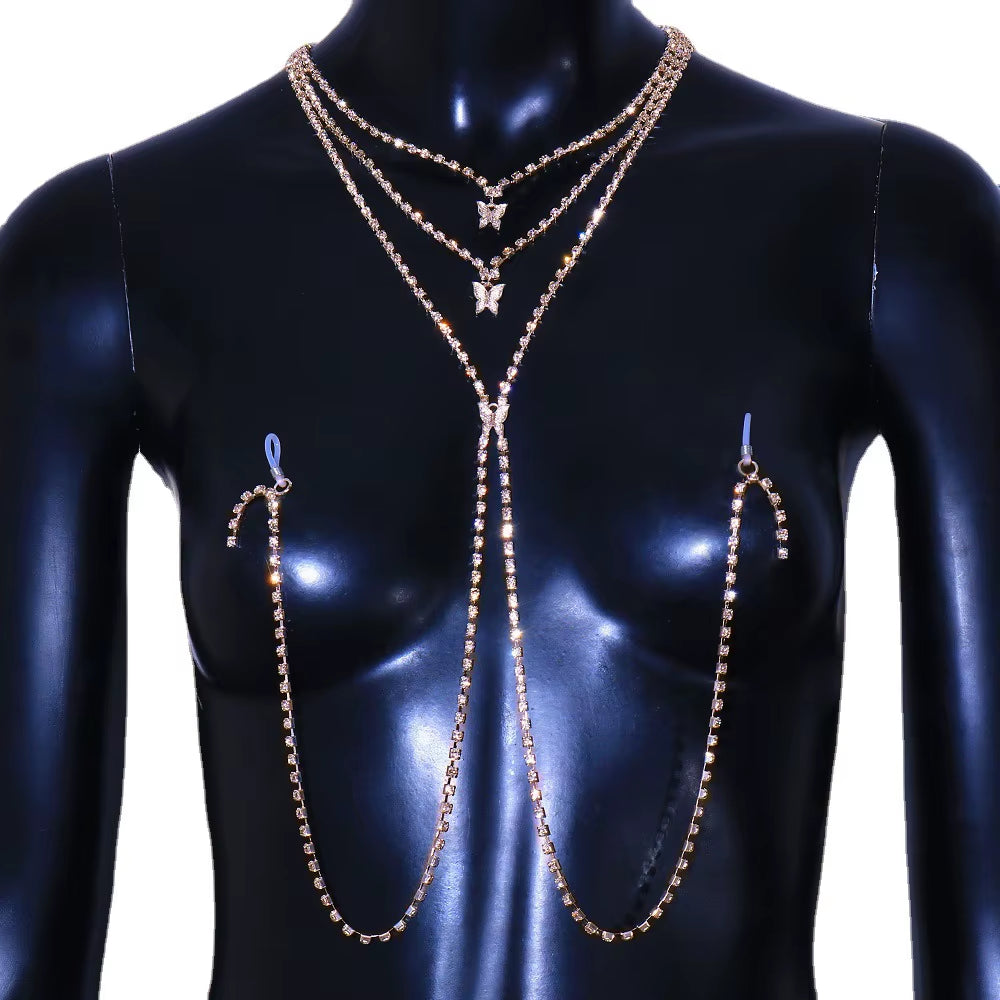 Rhinestone Chains Chest Chain Harness 