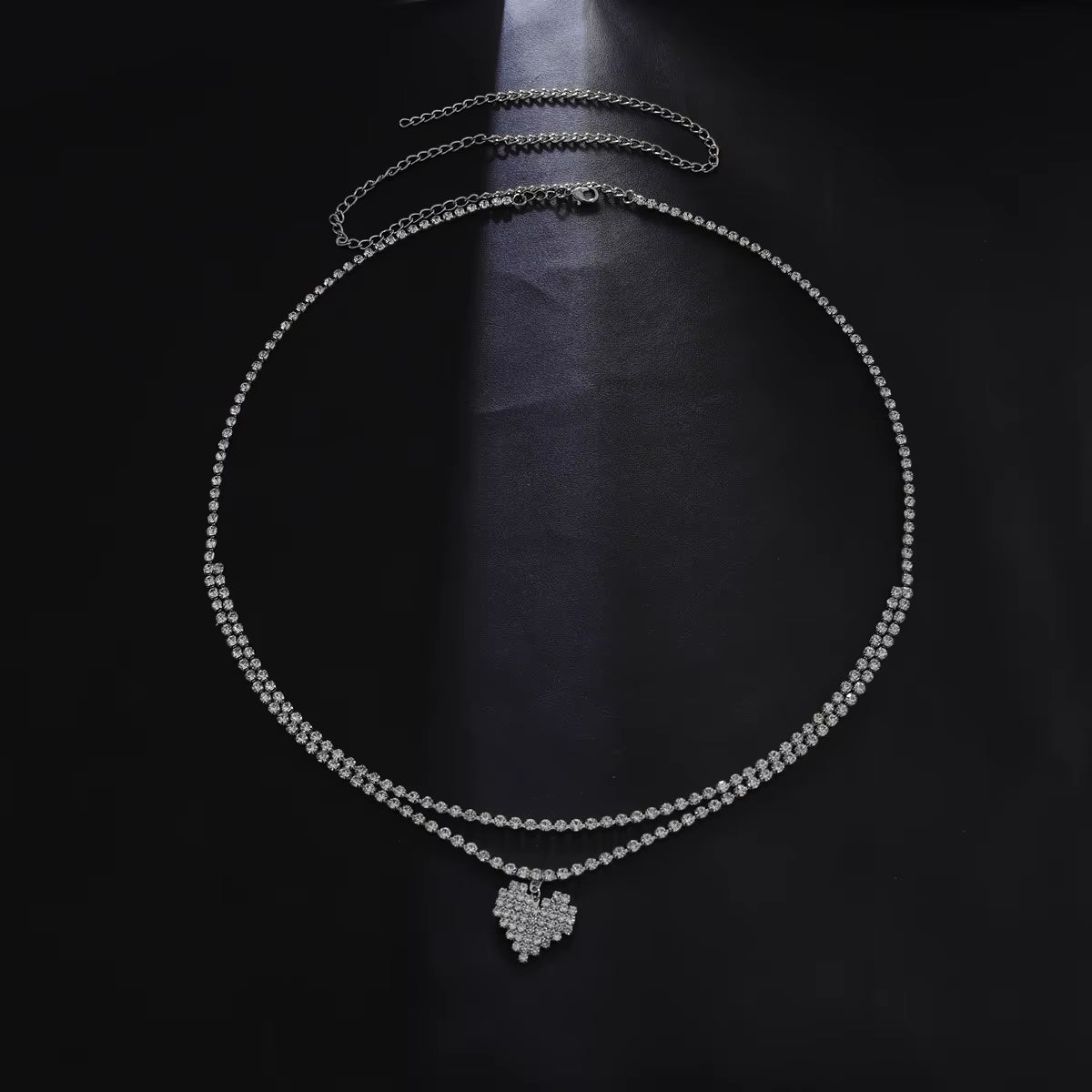 Fashionable Heart-Shaped Sexy Style Double-Deck Rhinestone Waist Chain Street Photography Women'S Body Chain Jewelry