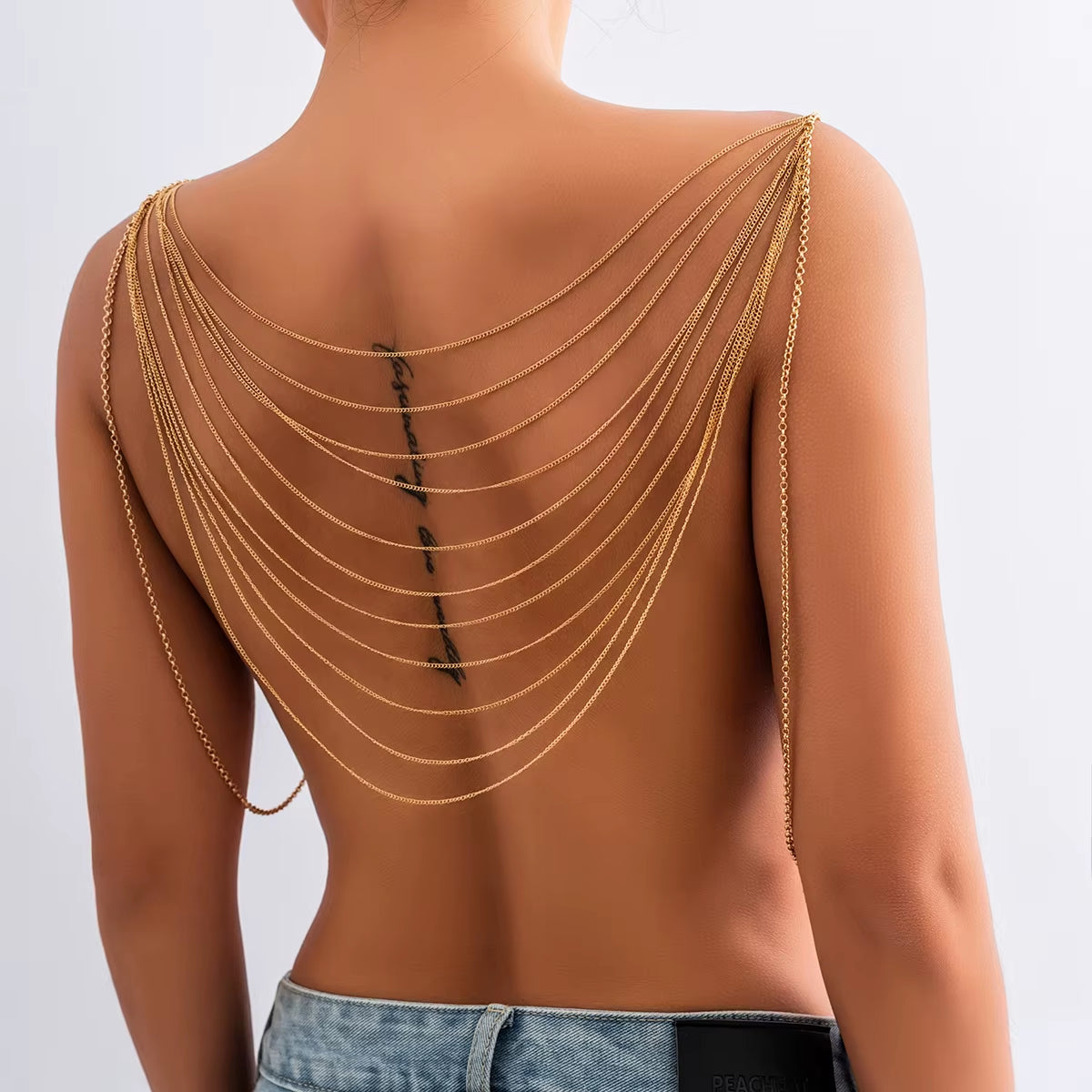 Classic Multi Layered Tassel Body Chain Women 2023 Creative Gold Color Metal Chest Chain Fashion Girl Charm Jewelry Gift