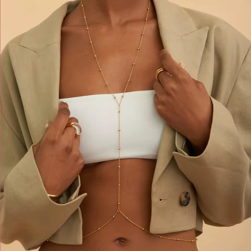 Sexy​ ​Lingerie Women Body Chain Simple Metal Scallop Pendant Transparent Waist Chain for Women Festival Outfit Jewelry