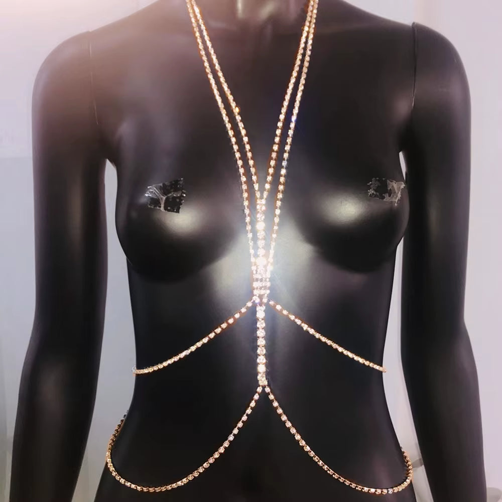 Rhinestone Chains Chest Chain Harness 