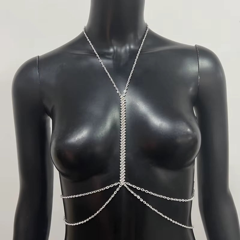 Rhinestone Chains Chest Chain Harness 